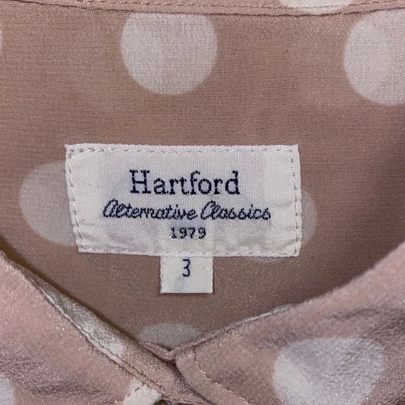 Hartford Alternative Classics 1979 Size 3 Tan Polka Dot Silk Blouse - Picture 2 of 13